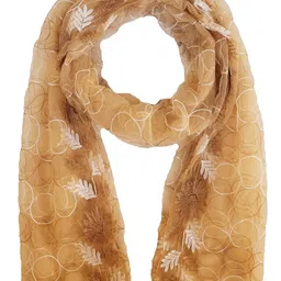 youthquake Round Emboridered Net Dupatta for Womens & Girls With Fancy Design Flower Work image 1