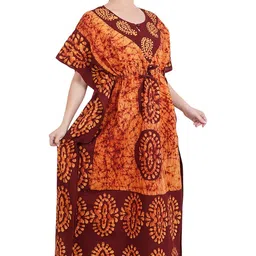 onekbhalo Women's Cotton Printed Maxi Nighty Kaftan Free Size image 1
