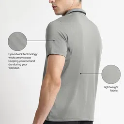 reebok Men's Polo T Shirt |Training | Swift Mesh Perf Polo | Polo/Collar | Regular FIT | Half Sleeve | 100% Polyester with Speedwick tech image 3