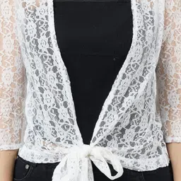 aol Women's Front Open Net Shrug with Tie Knot image 4