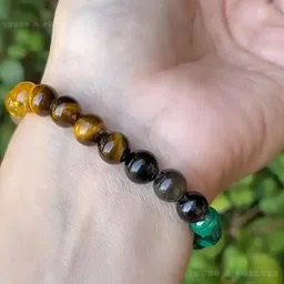 young & forever Unisex Money Magnet Aventurine Malachite Silver Sheen Tiger Eye Citrine Clear Quartz Aquamarine Beads Bracelet image 3