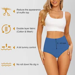 pepperika Women's High Waist Cotton Tummy Tucker Control Underwear Moderate Compression Postpartum Hipster Panties Combo Post Pregnancy Support image 4