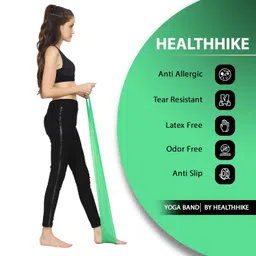 HealthHike Yoga Band | Theraband for Physiotherapy, Stretching, Yoga & Resistance Workout | Latex-Free, Anti-Allergic & Tear-Resistant thera Band for Exercise, Size 60 X 5 inch image 2
