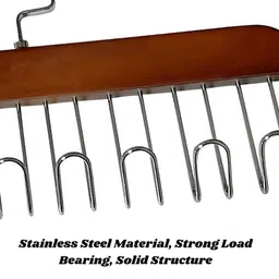 Hian Adjustable Wooden Hanger with 8 Hooks – Versatile Closet Organizer for Lingerie, Belts, Scarves, Ties & Garments – Perfect Space-Saving Storage Solution for Wardrobes & Cupboards (Brown Color) image 3