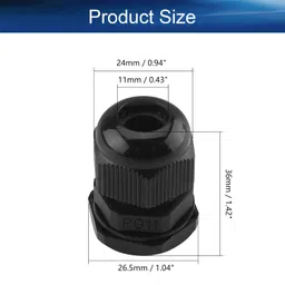 Juvielich 24Pcs Cable Gland PG11 Plastic Waterproof Cable Glands Joints Adjustable Connector Black for 5-10mm Dia Cable image 2