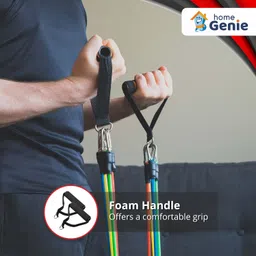 Home Genie Resistance Band Set with Handles | Portable Toning Tubes for Exercise, Stretching, and Workout Toning Tube Kit with Foam Handles, Door Anchor, Ankle Strap, and Carrying Bag for Men, Women image 4