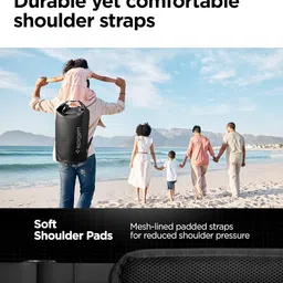 Spigen Aqua Shield Waterproof Dry Bag Rucksack 30L, [Mesh-Lined Padded Straps] [Roll-Top Closure] Backpack for Swimming, Paddle Boarding, Fishing, Kayaking, Camping, and Boating - Black image 3