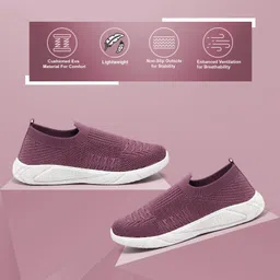 pahnava Women's Slip-on Knit Walking Shoes | Breathable PVC Sole | Lightweight Comfortable Casual Sneakers for Walking, Gym, Travel image 4