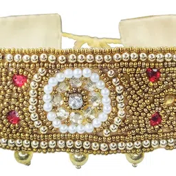 duchess Fashions Traditional Embroidery Cloth Red Saree Waist Belt Kamarband for Women image 1