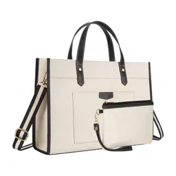 womanix Laptop Tote Bag Canvas Laptop Bag 14 inch Work Shoulder Bags Casual Briefcase Handbag for Travel, Office, College (0042) image 1