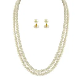 my dt lifestyle Double Line Pearl White Necklace For Women (PRL2) image 1