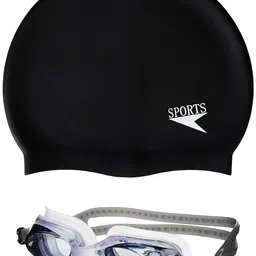 i-swim MENS COSTUME IS-5508 BLACK YELLOW MANTONGNI WITH POCKET SIZE FREE SIZE WITH GOGGLES SILICONE IS-1600 WITH POUCH BLACK AND 100% SILICONE SWIMMING CAP PLAIN BLACK image 3