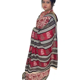 Chanderi Cotton Saree| Printed Chanderi Saree| Red Saree| Lightweight and Comfortable| Stylish Sarees| Without Blouse Piece image 3