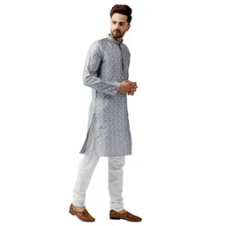 sojanya (Since 1958 Men's Silk Blend Kurta Churidar Pyjama Set image 4