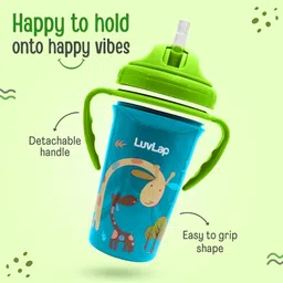 LuvLap Tiny Giffy Sippy Cup, Silicone Straw, BPA Free, 300 ml 18m+ (Green) image 4