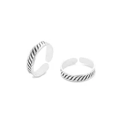 dhruvs collection 925 Oxidized Silver Glossy Finished Toe Ring for Girls & Women - 4.5 Grams image 1