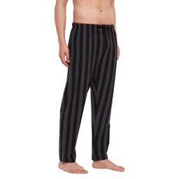 hypernation Black and Grey Stripe Cotton Blend Men's Pajama(HYPM03510) image 4