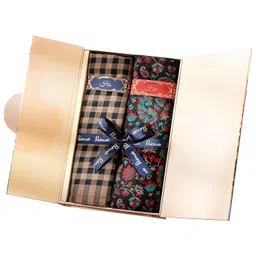 pashtush His And Her Set Of Mens Fine Wool Shawl and Womens Reversible Stole With Premium Gift Box Packaging, Black image 1