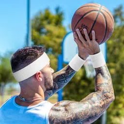 BEACE Sweatbands Sports Headband/Wristband for Men & Women - 3PCS / 6PCS Moisture Wicking Athletic Cotton Terry Cloth Sweatband for Tennis, Basketball, Running, Gym, Working Out image 3