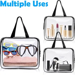 QXORE Pvc Clear Toiletry Bags, Large Storage Makeup Bags Waterproof Transparent Cosmetic Gags for Travel (4PACK) image 3