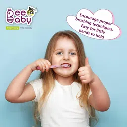 BeeBaby Brush Buddy Toothbrush for Kids 3-6 Years, Long Handle for Easy Grip, 10 x Softer Tapered Bristles Ideal for Milk and Permanent Teeth, 100% BPA Free. Yellow & Pink. Pack of 2 image 5