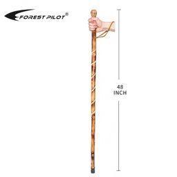 FOREST PILOT Big Ball Head Wooden Walking Stick with a Compass (Nature Color, 48 Inches, One Piece) image 3