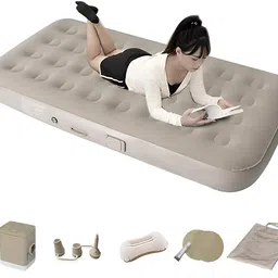 GION Polyvinyl Chloride Air Mattress Camping & Guest Air Bed, Air Mattress with Built in Pump, Quick Self-Inflation/Deflation, Blow Up Bed with Storage Bag (1Set) image 1