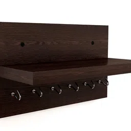 DAS Wall Mounted Home Decor Key Chain Holder/Organizer with Wall Shelf Display Rack (6 Hooks) Wenge- Mabel image 2