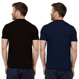 london hills Men Solid Half Sleeve Round Neck Cotton Blend Printed Regular Fit T-Shirt (Pack Of 2) image 5