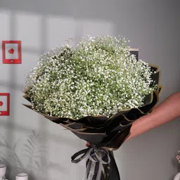 FlowerAura Fresh Live Premium Flower Bouquet of White Gypso Bunch Flowers For Birthday & Anniversary Gift, Wedding Gift, Mother's Day Gift, Love & Romance Gift, Father's Day Gift (Same Day Delivery) image 4