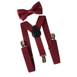 bnf Mens Suspenders with Bow Tie Y Back Braces for Formal Wear Cosplay Dark Red | Clothing Shoes & Accessories | Mens Accessories | Suspenders Braces image 3