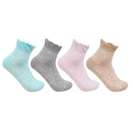 bonjour Women's Cotton Ankle Length Fashion Socks-Pack Of 4, Multicolor image 1
