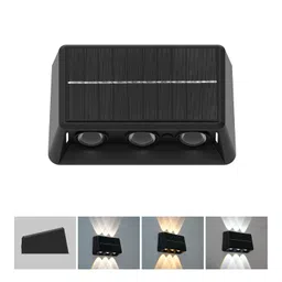 Homehop Solar Light Outdoor Garden Up and Down Waterproof 6 LED Decorative Solar Wall Lamp for Courtyard, Fence, Balcony, Doorway, Path, Porch, Patio (ABS, Black) image 2