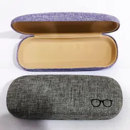 oku 1 UL88 Linen PU Leather Sunglasses Cases Unisex Pouch For Eyewear Spectacles Frames Cover Goggles For Men & Women Combo Of 2 (Grey & Purple) image 2