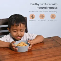 Eha Earth Friendly Kids Bowls for Food | 400 ml | Microwave Safe Bowl for Kids | Made with Rice Husk Biocomposite| for Hot & Cold Serving Bowl Set | Set of 2 | Azure image 4