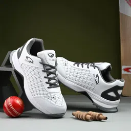 pro ase sport Pro ASE Lightweight Cricket Shoes - Durable & Comfortable | Ideal for Turf, Ground & Hard Surfaces | Allrounder Design with Studs & Superior Grip | White, Blue, Grey, Orange image 2