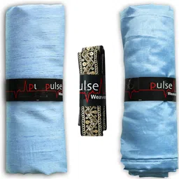 Pulse Weaves Men's Ethnic Unstitched Kurta Fabric Set, Poly Raw Silk with Santun Silk, 3 Meters each, Powder Blue, Upto 5XL image 4