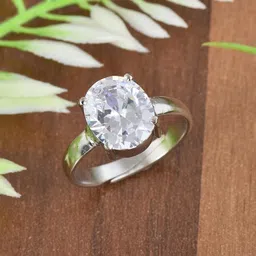 lmdlachama PRAJAPATIS 5.00 Carat Natural White Zircon Stone Silver Adjustable Astrological/Purpose Ring for Men and Women AA+ Quality image 2