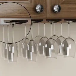 Genuine Decor Stemware Glass Rack Makes Dull Kitchens or Bar Perfectly Fits 6-12 Glasses Under Cabinet with Included Screws Great Hanging Bar Glass Rack (Black) image 3