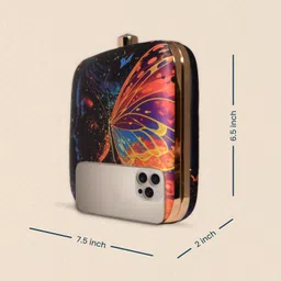 artklim Butterfly Women Printed Clutch Bag for Women With Detachable Chain Strap image 3