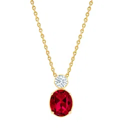 minutiae Stylish Red Ruby Valentine Oval Austrian Crystal Pendant Necklace For Women With Extendable Chain image 2