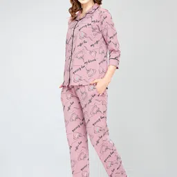 zeyo Night Suit for Women's Cup & Saucer Printed Cotton Night Dress of Shirt and Pajama Set 5757 image 4