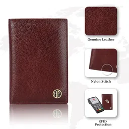 hammonds flycatcher Genuine Leather Passport Cover for Men, Passport Cover for Women, RFID Passport Holder for Men Travel Accessories for Men, Passport Bag for Men, 3 ATM Card Slots - Brown image 2