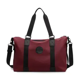 storite Nylon 35 cm Luggage Travel Duffle Bag for Women, Sports Shoulder Bag with Wet Pocket Weekender Overnight Luggage Bag, Trendy and Stylish - (Red Wine - 42 x 15 x 35 Cm) image 1