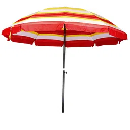akshar tabla mart Garden Umbrella Red Whit 8 fit Diameter Beech Umbrella image 1