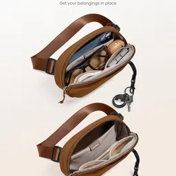 tomtoc Belt Bag with RFID Blocking, 1.5L Cross Body Fanny Pack, Sling Bag, Waist Bags with Adjustable Strap for Travel Walk, Caramel, Caramel, Fasion image 4