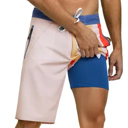 unitop Mens Swimming Trunks Above Knee Quickly Dry Mens Bathing Suit with Mesh Lining image 1