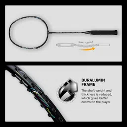 HUNDRED Aluminium Powertek 200 Badminton Racket with Head Cover (95G, Black) image 4