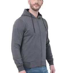 ben martin Cotton Blend Men's Cotton Polyester Regular Fit Standard Length Hooded Hoodie-(Dark Grey Medium) image 3