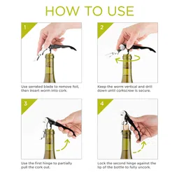 AmigozZ Professional Waiter’s Corkscrew – All-in-one Corkscrew, Bottle Opener and Foil Cutter, The Favored Choice of Sommeliers, Waiters and Bartenders Around The World- 1pc image 3